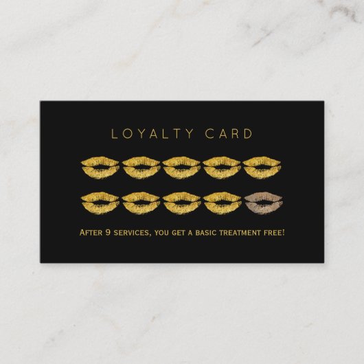 金ゴールドグリッターリップブラックグラムメイクアップアーティストロイヤリティ ロイヤリティカード (正面)