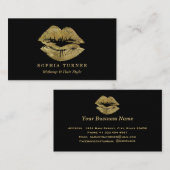 金ゴールドグリッターリップメイクアップアーティスト 名刺 (正面/裏面)