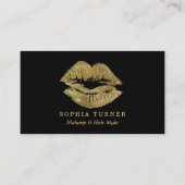 金ゴールドグリッターリップメイクアップアーティスト 名刺 (正面)