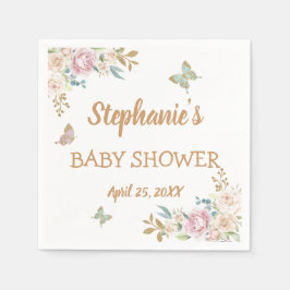 金ゴールドグリッターリトルバタフライバラベビーシャワー スタンダードカクテルナプキン