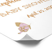 金ゴールドグリッターリトルバタフライベビーシャワーウェルカム ポスター (角)