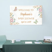 金ゴールドグリッターリトルバタフライベビーシャワー背景 横断幕 (トレードショー)