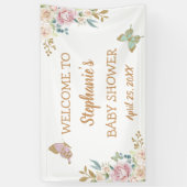 金ゴールドグリッターリトルバタフライベビーシャワー背景 横断幕 (縦)