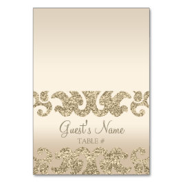 金ゴールドグリッタールックカスタムウェディングエスコートカード テーブルナンバー