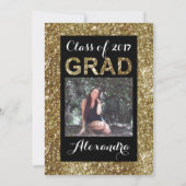 金ゴールドグリッタールッククラス2017写真卒業 招待状 (正面)