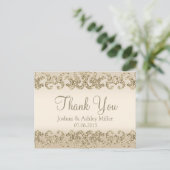 金ゴールドグリッタールックサンキュー ポストカード (スタンド正面)