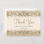 金ゴールドグリッタールックサンキュー ポストカード (正面/裏面)