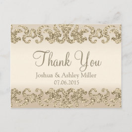 金ゴールドグリッタールックサンキュー ポストカード