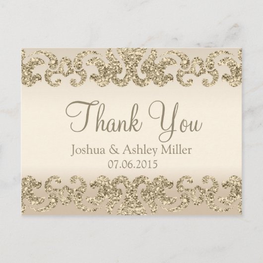 金ゴールドグリッタールックサンキュー ポストカード (正面)