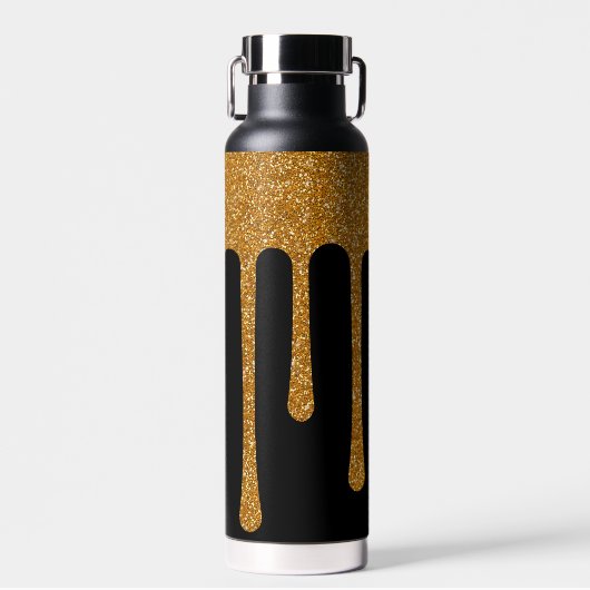 金ゴールドグリッタールックドリップドリンク ウォーターボトル (正面)