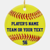 金ゴールドグリッタールックパーソナライズされたソフトボールオーナメント セラミックオーナメント (裏面)