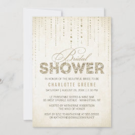金ゴールドグリッタールックブライダルシャワー招待 招待状