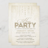 金ゴールドグリッタールックヘンパーティの招待状 招待状 (正面/裏面)