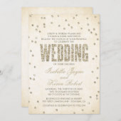 金ゴールドグリッタールック紙吹雪ドット結婚式招待状 招待状 (正面/裏面)