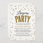金ゴールドグリッタールック紙吹雪ランジェリパーティー 招待状 (正面/裏面)