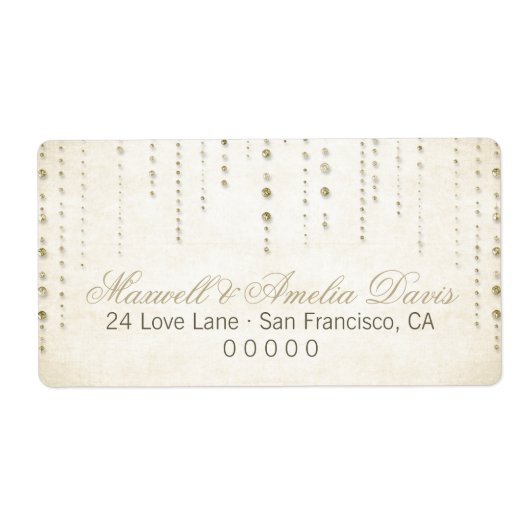 金ゴールドグリッタールック結婚ス住所 シール (正面)