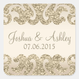 金ゴールドグリッタールック結婚ス スクエアシール