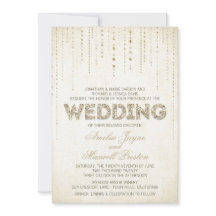 金ゴールドグリッタールック結婚式招待状