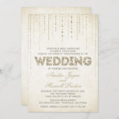 金ゴールドグリッタールック結婚式招待状 招待状 (正面/裏面)