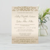 金ゴールドグリッタールック結婚式招待状 招待状 (スタンド正面)