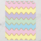 金ゴールドグリッターレインボーウェーブパターンスクラップブック紙 (正面/裏面)