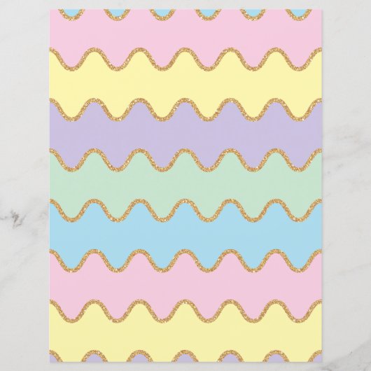 金ゴールドグリッターレインボーウェーブパターンスクラップブック紙 (正面)
