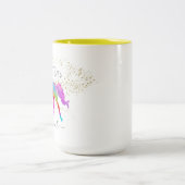 金ゴールドグリッターレインボーユニコーン今日は魔法になる ツートーンマグカップ (中央)