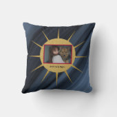 金ゴールドグリッターレッドバルーン7誕生日写真 クッション (裏面)