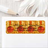 金ゴールドグリッターレッドボールホリデークリスマス ラベル (インサイチュ)