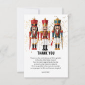 金ゴールドグリッターレッド&ブルーナツクラッカーベビーシャワー サンキューカード (正面)