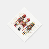 金ゴールドグリッターレッド&ブルーナツクラッカーベビーシャワー スタンダードカクテルナプキン (角)