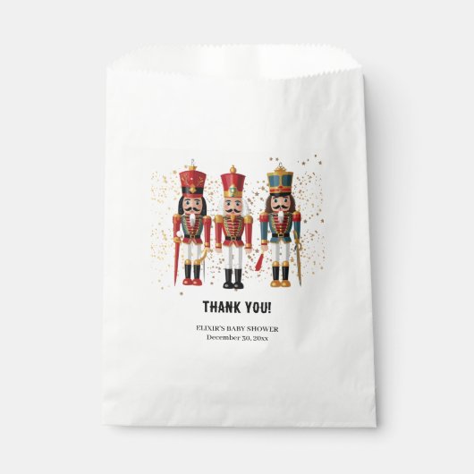 金ゴールドグリッターレッド&ブルーナツクラッカーベビーシャワー フェイバーバッグ (正面)