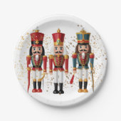 金ゴールドグリッターレッド&ブルーナツクラッカーベビーシャワー ペーパープレート (正面)