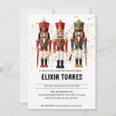 金ゴールドグリッターレッド&ブルーナツクラッカーベビーシャワー 招待状 (正面)