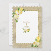 金ゴールドグリッターレモンフルーツフラワーファースト 招待状 (裏面)