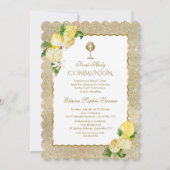 金ゴールドグリッターレモンフルーツフラワーファースト 招待状 (正面)