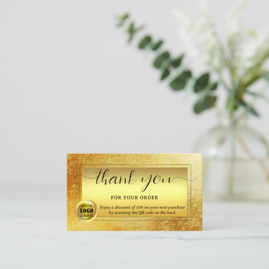 金ゴールドグリッターロゴご注文ありがとうございます 名刺 (スタンド正面)