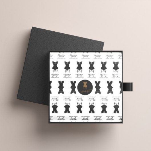 金ゴールドグリッターロゴランジェリーブティックサンキュー ラウンドシール