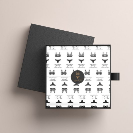 金ゴールドグリッターロゴランジェリーブティックサンキュー ラウンドシール