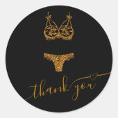 金ゴールドグリッターロゴランジェリーブティックサンキュー ラウンドシール (正面)