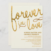 金ゴールドグリッターロマンティック結婚式招待状 招待状 (正面/裏面)
