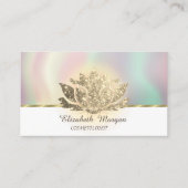 金ゴールドグリッターロータスカラフル 名刺 (正面)