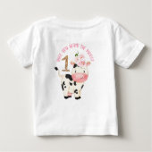 金ゴールドグリッターワンカウムースファースト誕生日 ベビーTシャツ (裏面)