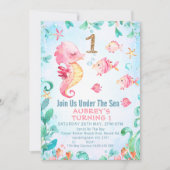 金ゴールドグリッターワンシーホースアンダーシーワンバースデー 招待状 (正面)