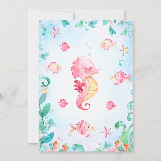 金ゴールドグリッターワンシーホースアンダーシーワンバースデー 招待状 (裏面)