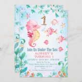 金ゴールドグリッターワンシーホースアンダーシーワンバースデー 招待状 (正面/裏面)