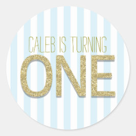 金ゴールドグリッターワンバースデーパーティー好意ステッカー ラウンドシール