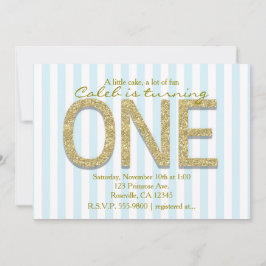 金ゴールドグリッターワンブルーストライプパーティの招待状第1 招待状
