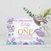 金ゴールドグリッターワンマーメイド1歳の招待状 招待状 (スタンド正面)