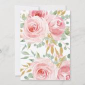 金ゴールドグリッターワン赤面ピンクフローラ最初の誕生日 招待状 (裏面)